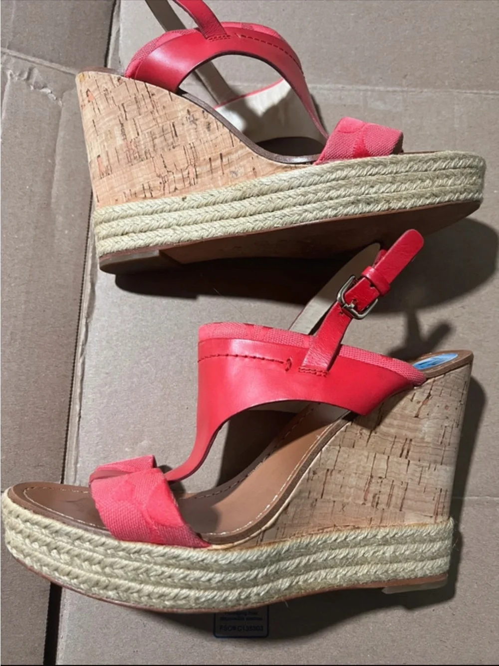 Coach Mendez Wedge Cork Platform Wedge Sandal Size 7.5